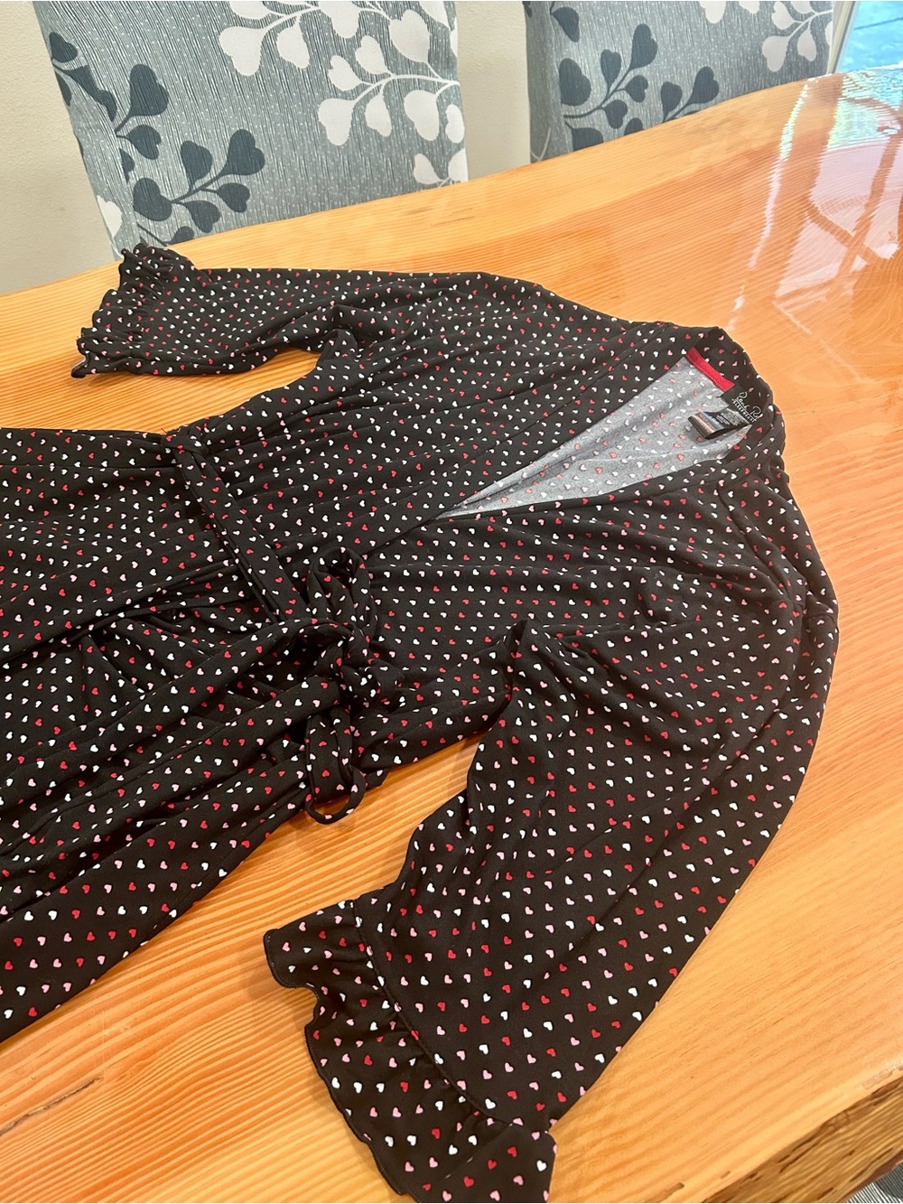 Rene Rofe Sleepwear woman’s 2 pieces- black with red & pink hearts - Picture 7 of 12
